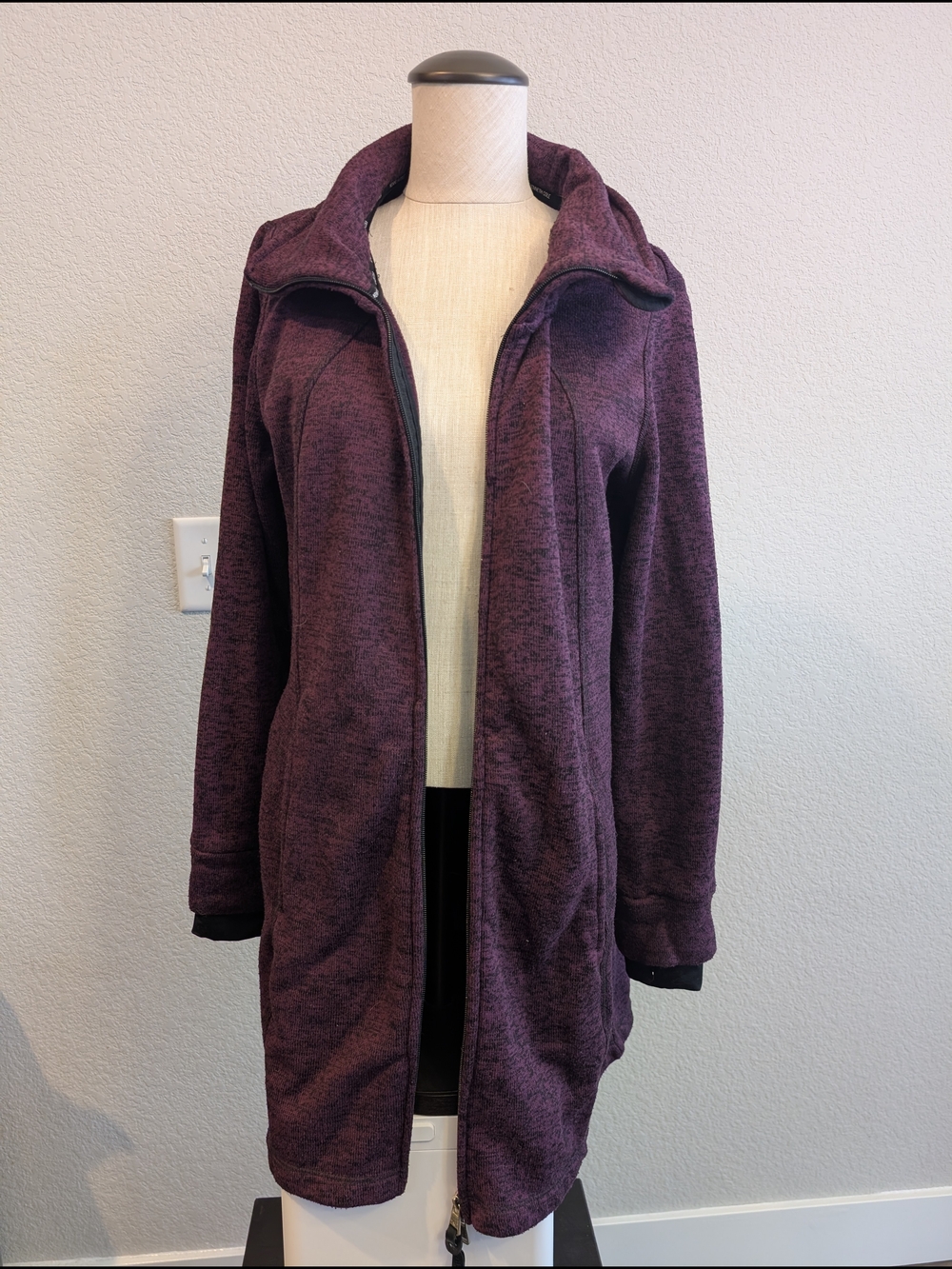 Kenneth Cole Reaction Plum Heather Full-Zip Long Jacket